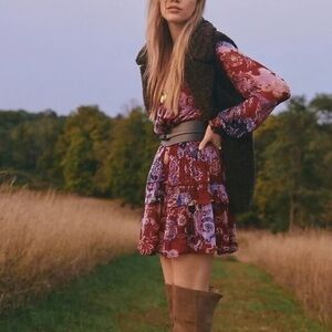 Anthropologie Marais Chiffon Printed dress‎ size Small